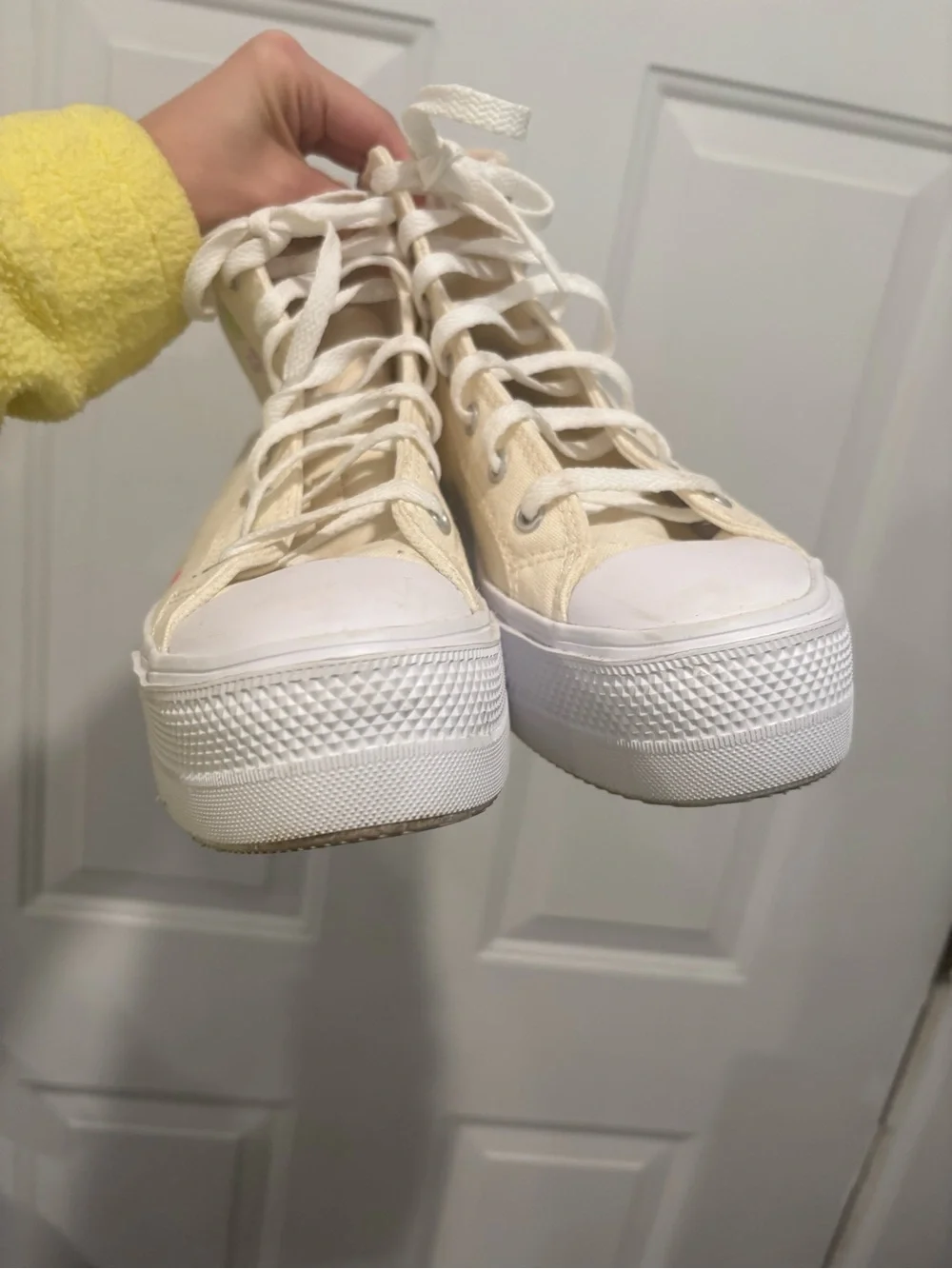 Converse Cream High-Top Sneakers with Tiny Fruit Embroidery